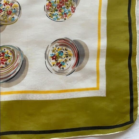 Vintage mid century flowered hat design scarf - Picture 2 of 8